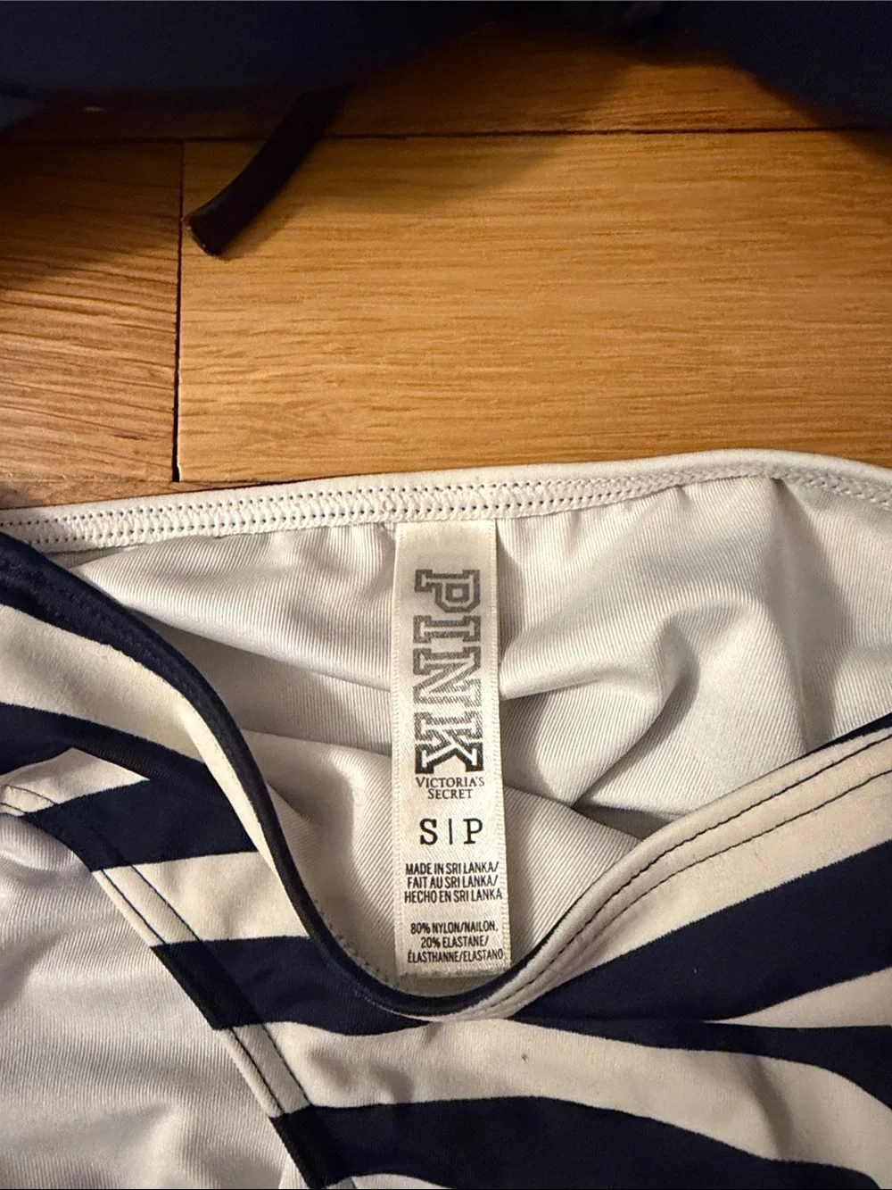 Navy Halter Push-Up Bikini Top with Striped Bottom - Women Swim